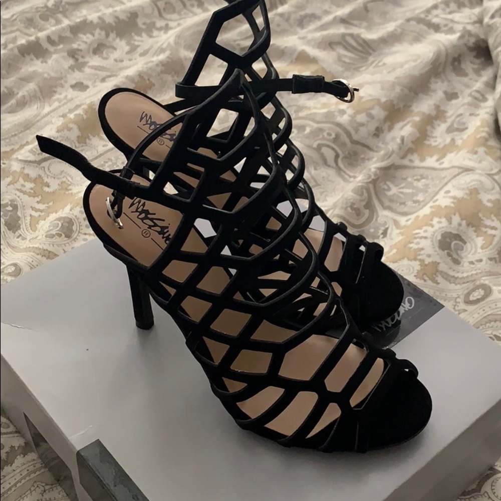 Caged Black Heels